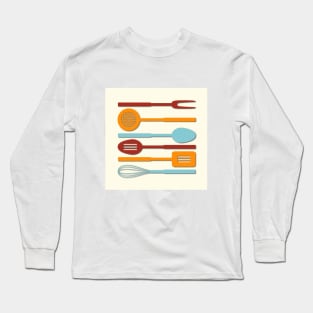 Kitchen Utensils Red Orange Blue Yellow Long Sleeve T-Shirt